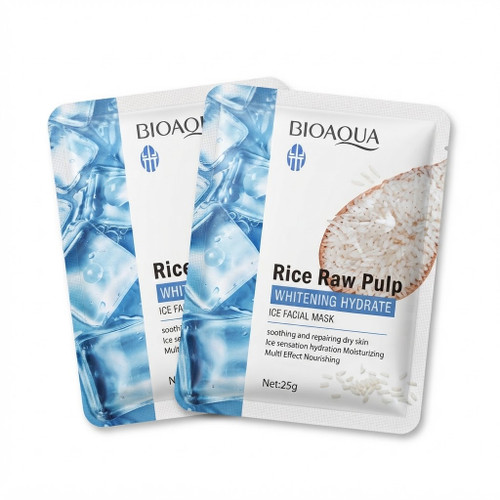 ماسک ورقه ای آرام بخش و آبرسان برنج خام و یخ بیوآکوا |bioaqua