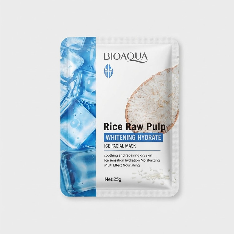 ماسک ورقه ای آرام بخش و آبرسان برنج خام و یخ بیوآکوا |bioaqua