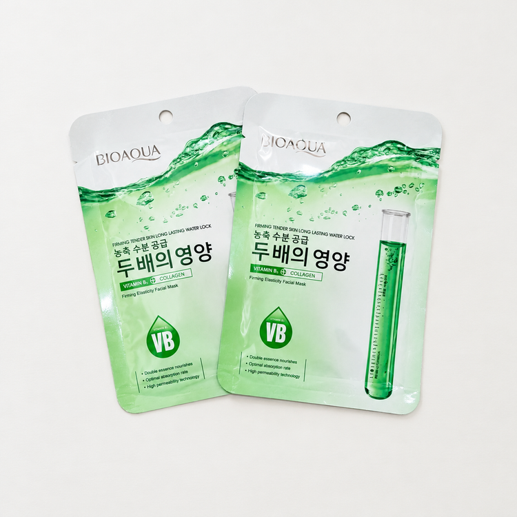 ماسک ورقهای سفتکننده و آبرسان مدل VB با ویتامین B و کلاژن بیوآکوا |bioaqua