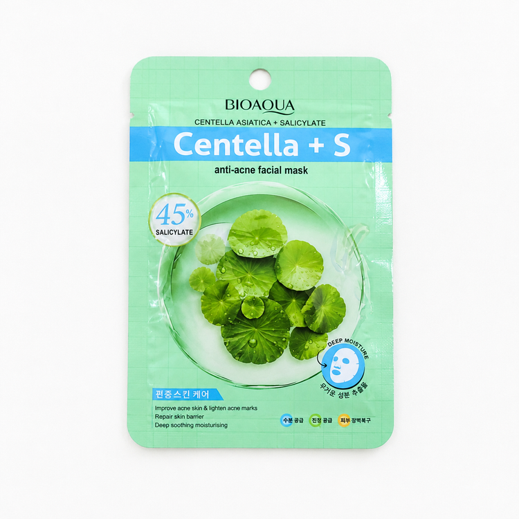 ماسک ورقه ای سنتلا و اس ضدجوش و کنترل چربی بیوآکوا |bioaqua
